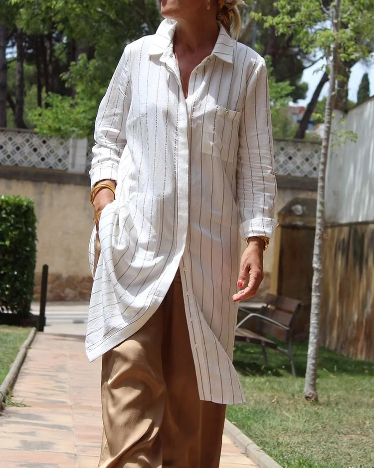 Plain Striped Cotton Shirt