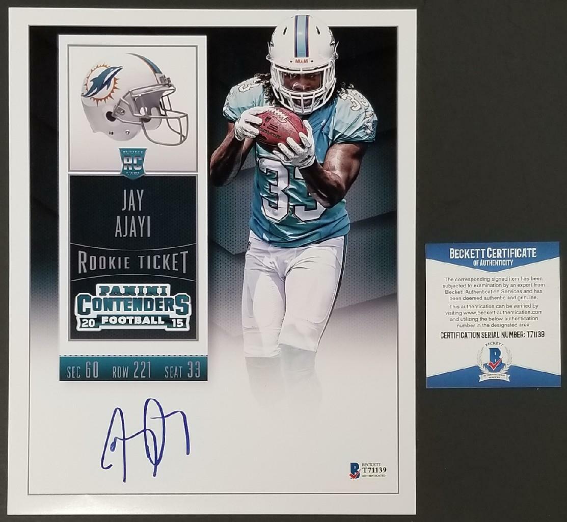 Jay Ajayi signed Panini Contenders 2015 Rookie Ticket 8x10 Blow Up ~ BAS COA