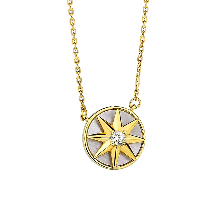 S925 Sterling Silver Rotating Eight Pointed Star Necklace