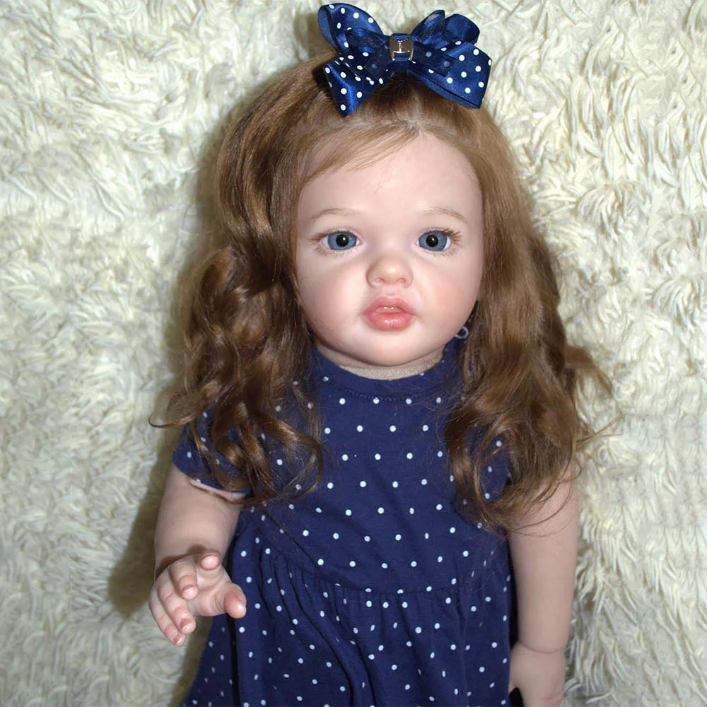 New 22'' Adorable Caucasian Girl Baby Doll Agatha Silicone Vinyl Reborn ...