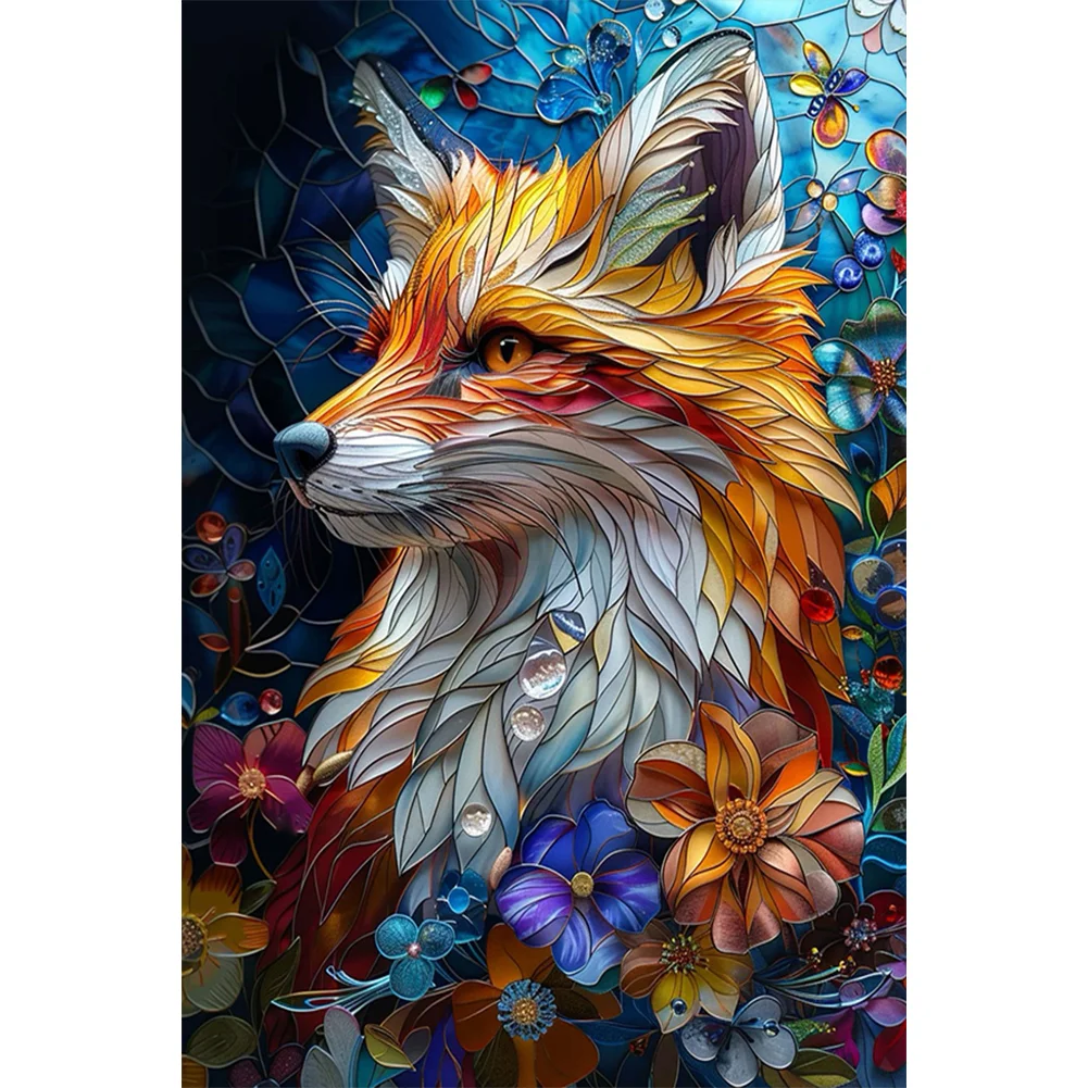 Full Round Diamond Painting - Flower Fox(Canvas|40*60cm)