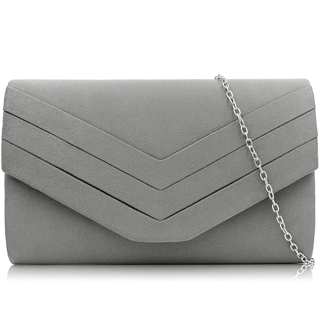 Evening Bag for Women, Suede Envelope Evening Purses Crossbody Shoulder Clutch Bag