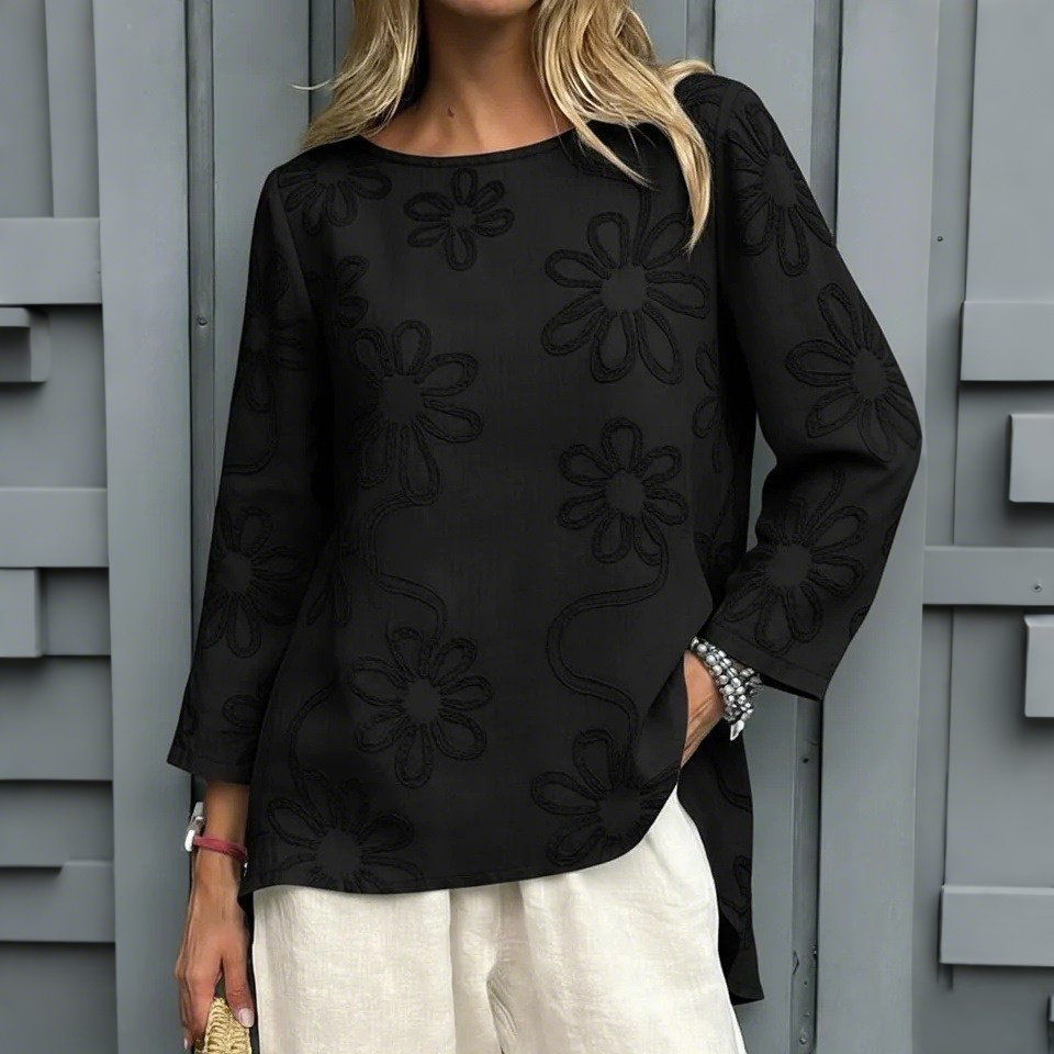 Women's Vintage Flower Embroidery Cotton Linen Shirt wearshes