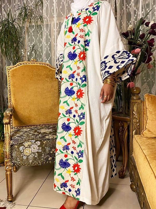 Daily colorful flower printed maxi dress