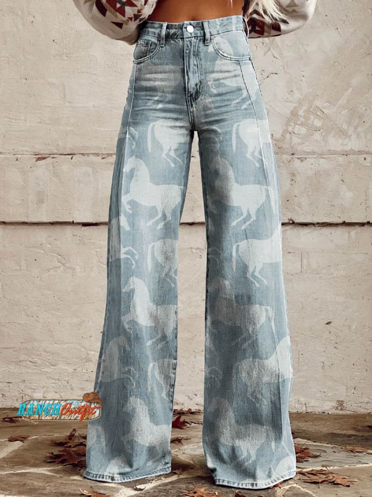 Women’s Blue Horse Casual Wide Leg Pants Multicolor / Xs