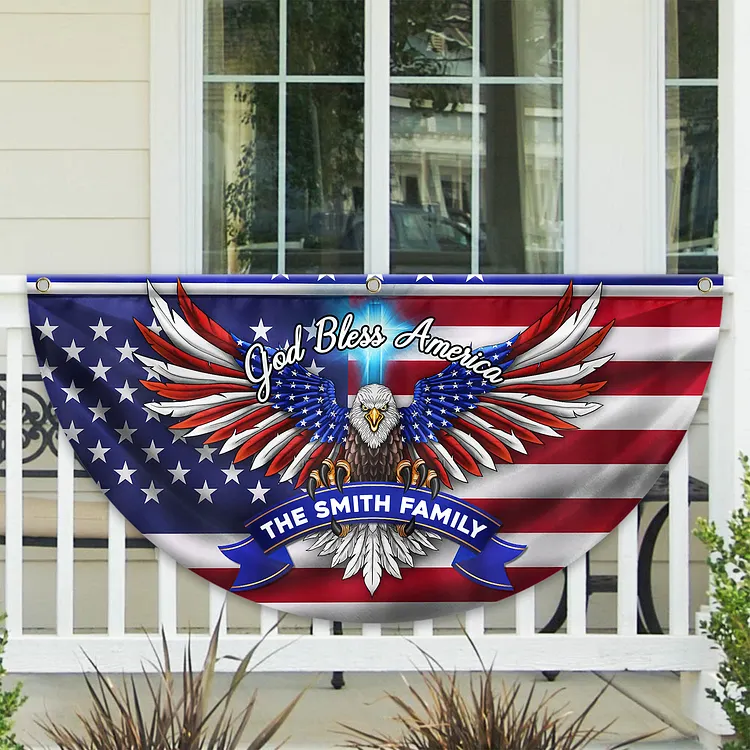 Personalized America 250th Anniversary Bunting Flag Custom Family Name Faith, Family & Freedom America 250 Years Non-Pleated Fan Flag HA75 898786