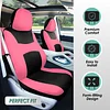 FH Group Full Set Cloth Car Seat Covers, Universal Fit combo, Low Back Front Seat Covers, Airbag Compatible, Split Bench Rear Seat, Washable Seat Cover for SUV, Sedan, Van, Pink