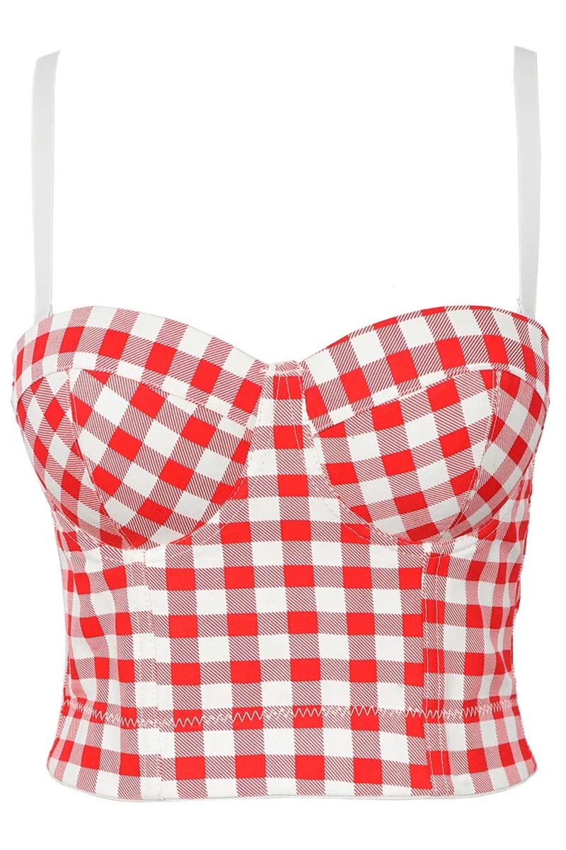 1950s Plaid Colorblock Cami Corset