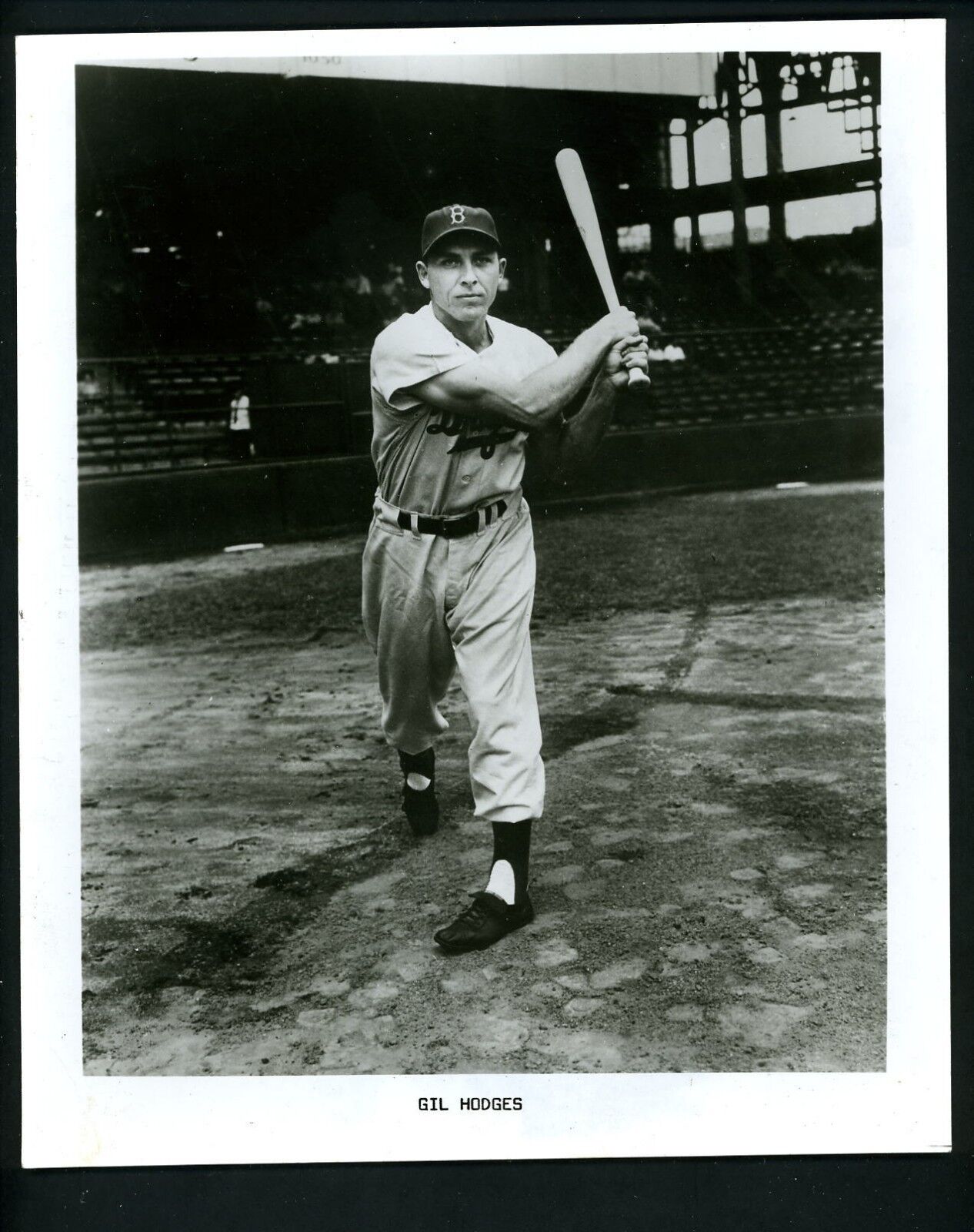 Gil Hodges circa 1970's Press Photo Poster painting of 1950's batting image Brooklyn Dodgers