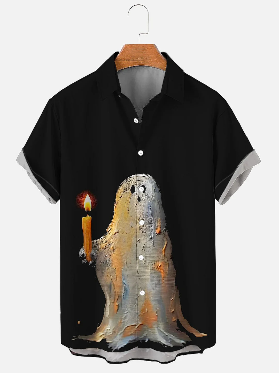 Suitmens Men's Halloween Spooky Short Sleeve Shirt 0173