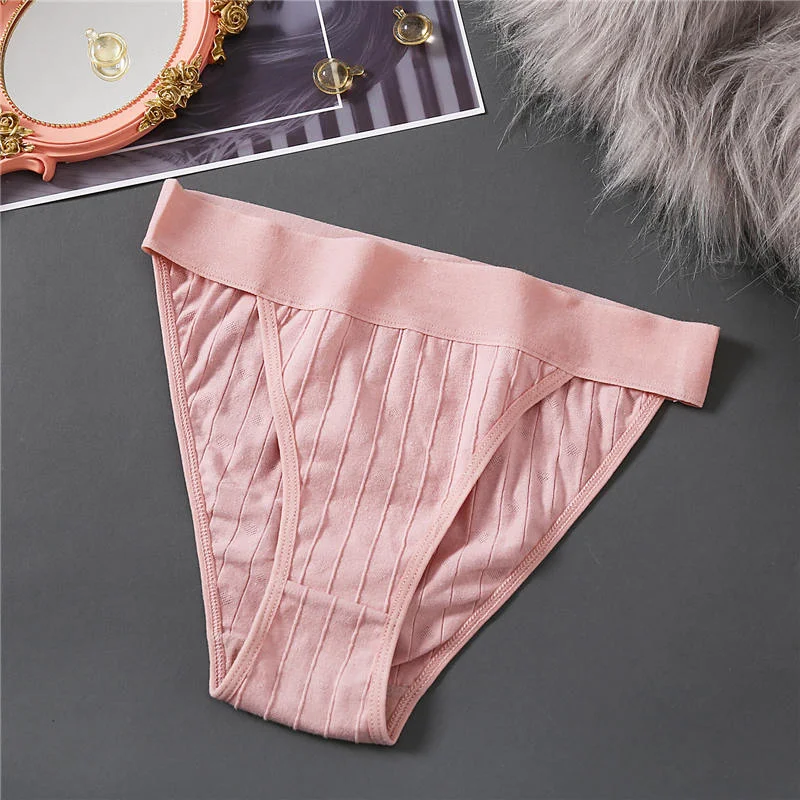 FINETOO Women Cotton Panties Comfortable Wide Waist Briefs Sexy Women Underwear M-XL Soft Striped Underpants Female Lingerie New