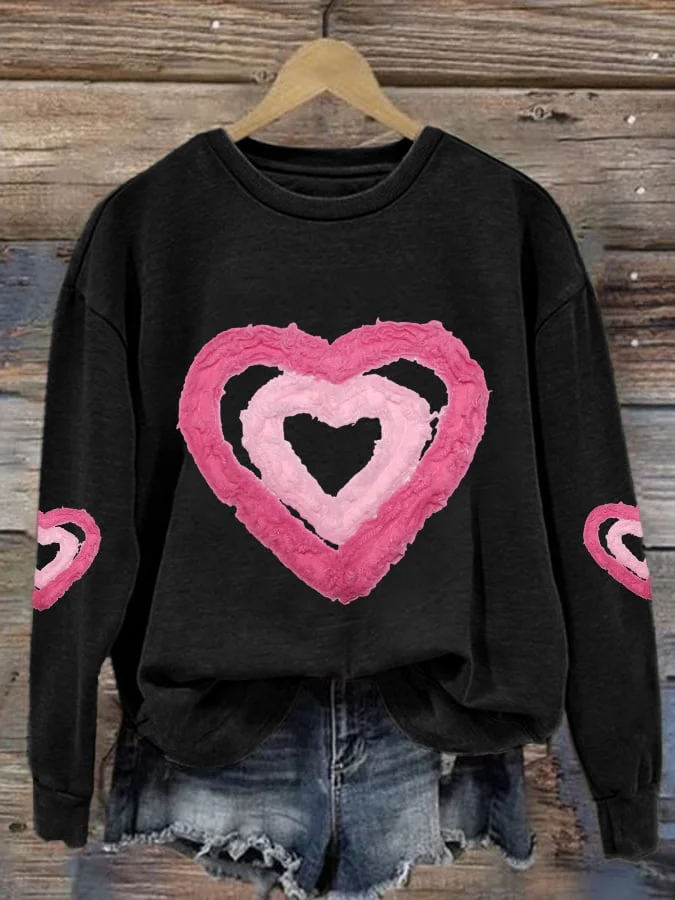 Women's Valentine's Day Printed Long Sleeve Sweatshirt