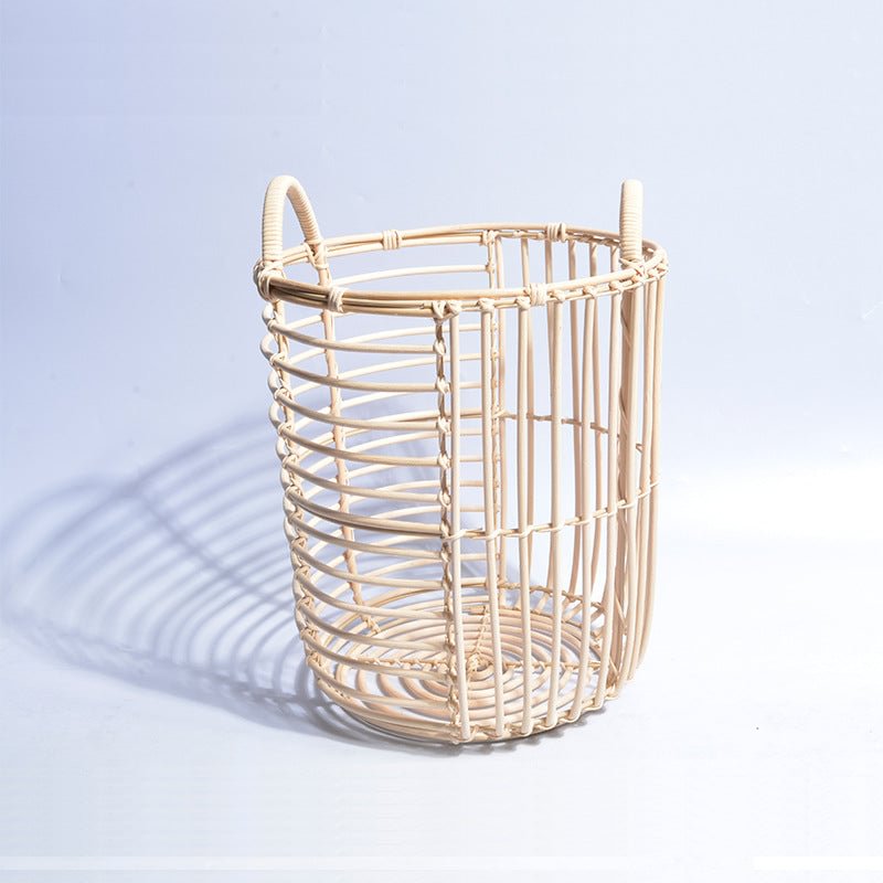 Natural Hand-Woven Portable Rattan Storage Basket For Home Decoration