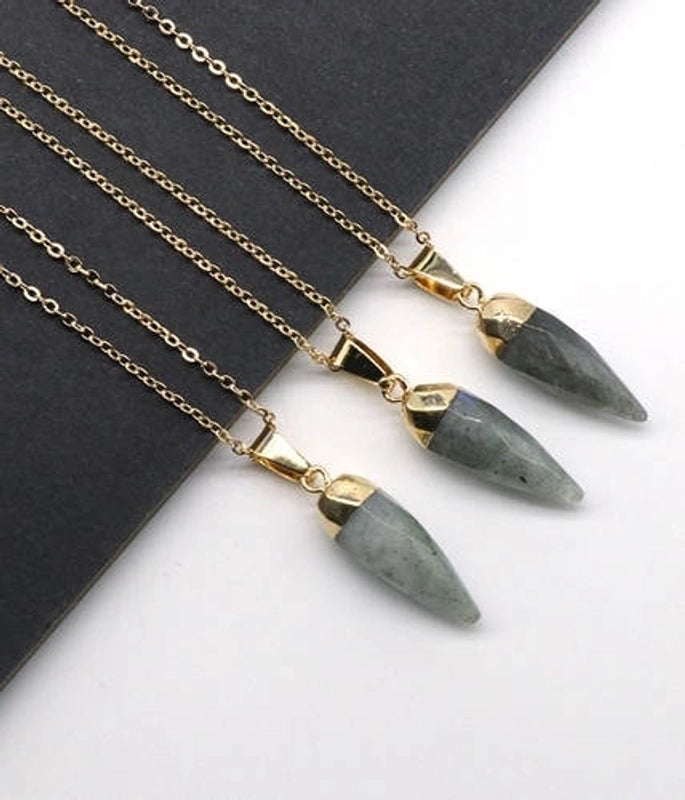 Minimalist Chili Natural Stone Polishing Pendant Necklace