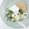 10PCS White Wedding Catering Bridal Groom Guests Corsage Boutonniere Wrist Artificial Flower Bouquets