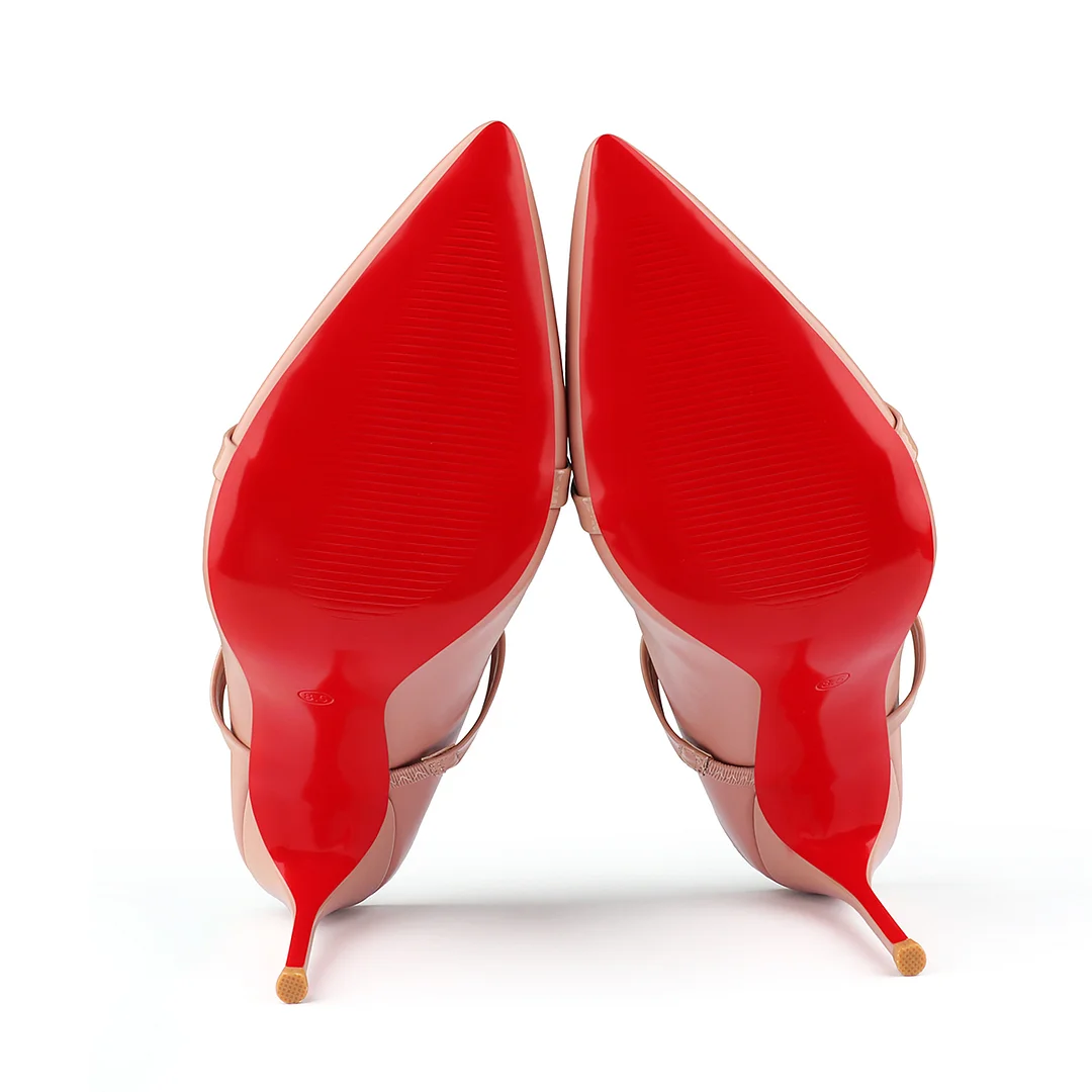 100mm Women's Party Classic Stiletto Red Bottom Shoes Slingback High Heels-MERUMOTE