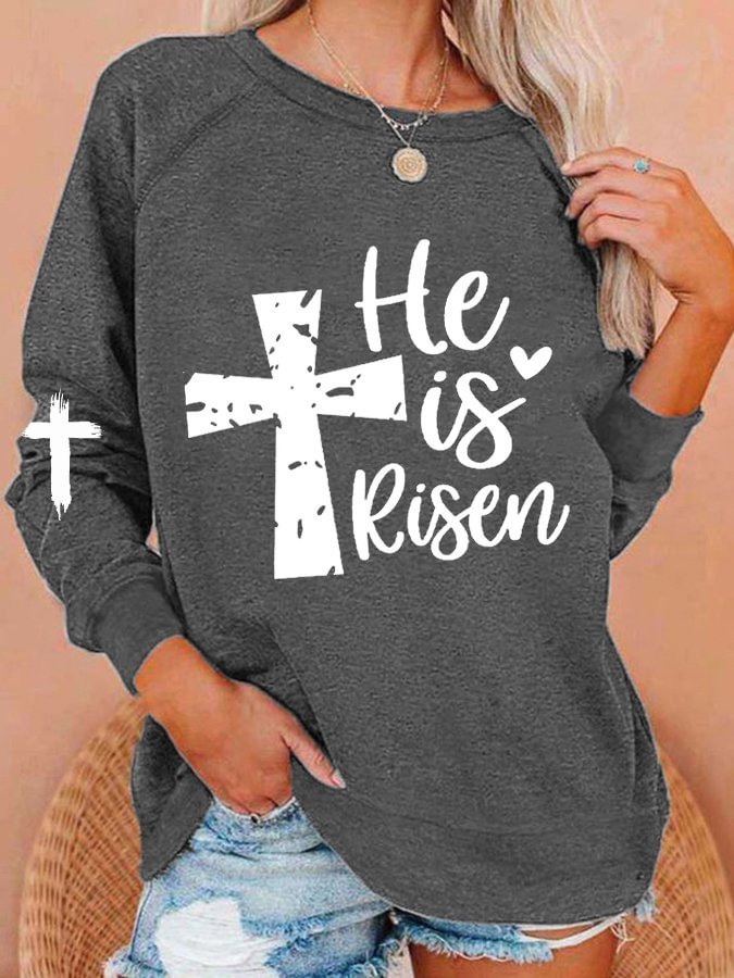 Women's He is Risen Print Sweatshirt