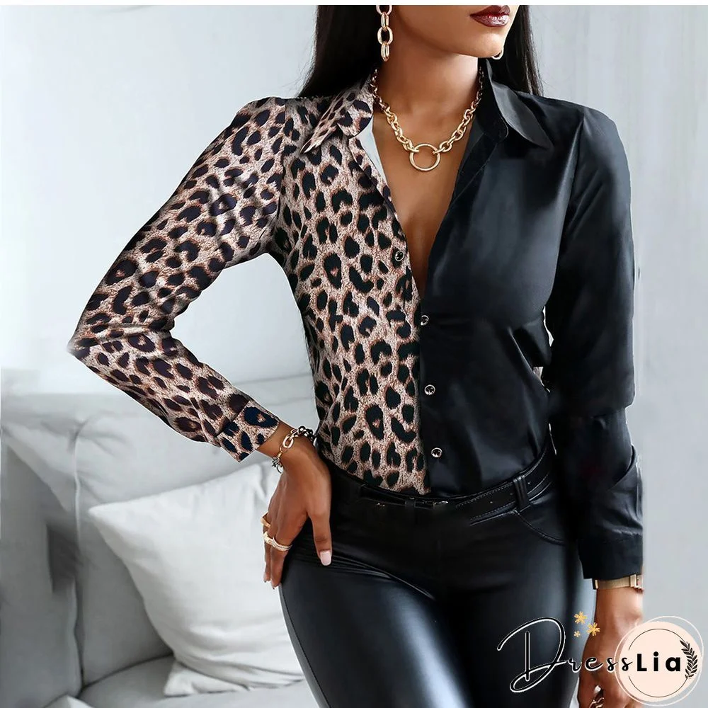 Autumn Women Black Floral Print Top Shirt Fashion Casual Long Sleeve Turn-down Collar Tops Shirts New Elegant Slim Button Shirts