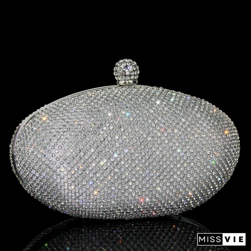 Women Oval Shape Shining Handbag
