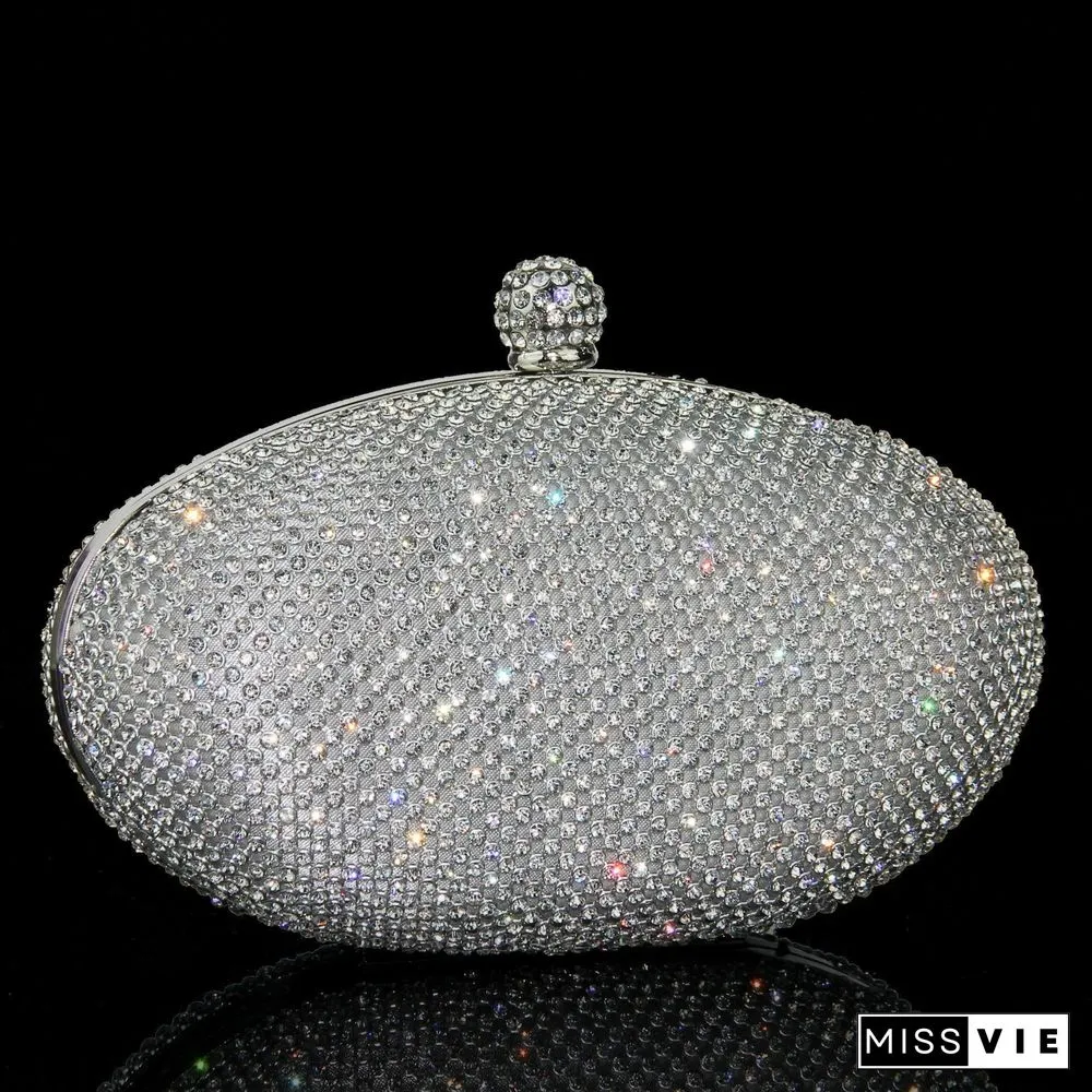 Women Oval Shape Shining Handbag