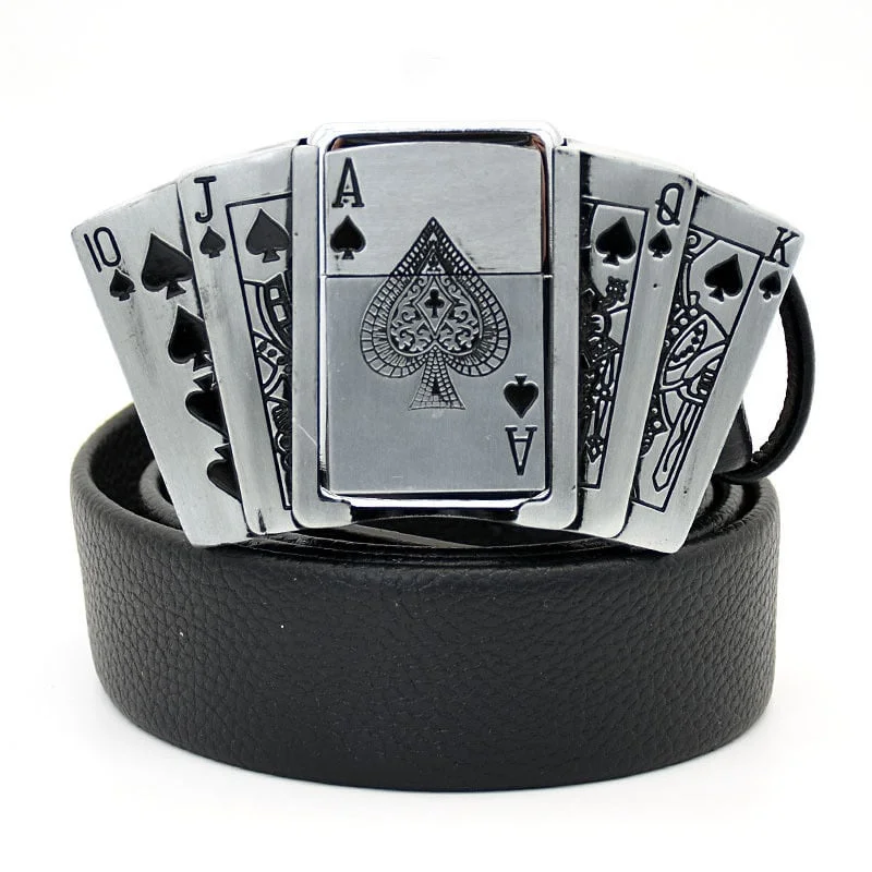 (🔥New product launch) Fashionable punk leather belt with lighter