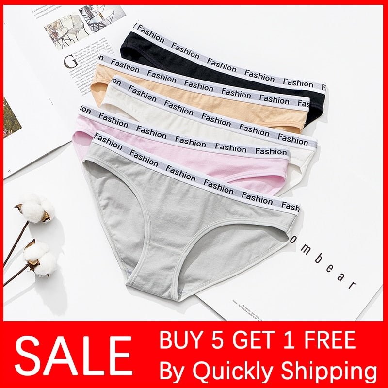 5pcs Cotton Underwear For Woman Panties Soft Briefs Woman Underwear Fashion Sports Soft Underpants Cotton Panties For Woman