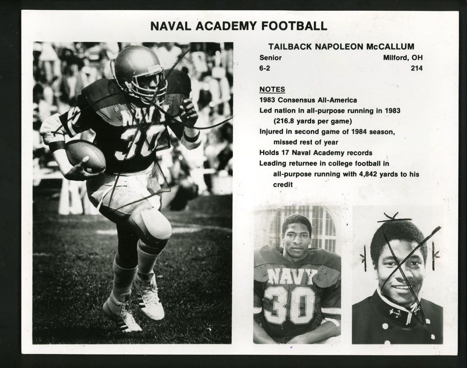 Napoleon McCallum 1985 Naval Academy school issued Press Photo Poster painting