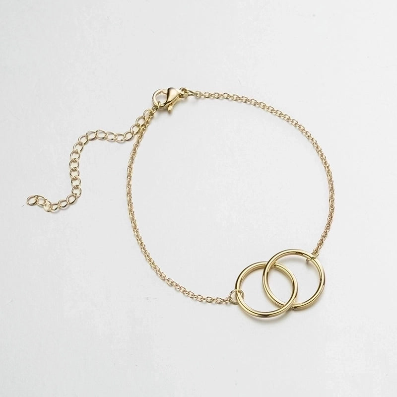 Casual Minimalist Classic Style Double Ring 201 Stainless Steel 18K Gold Plated Bracelets In Bulk