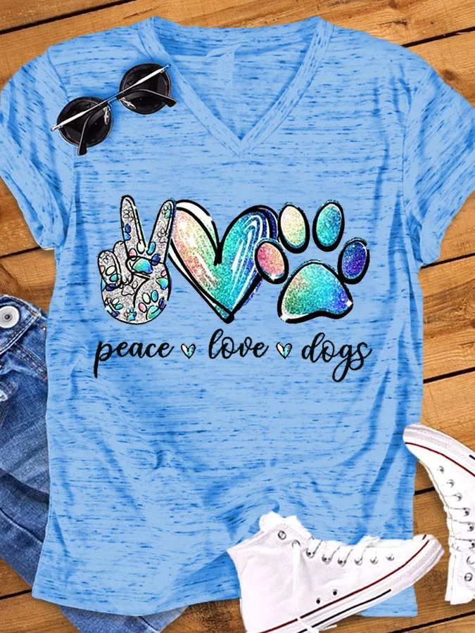 Women's Peace Love Dogs V-Neck Tee socialshop