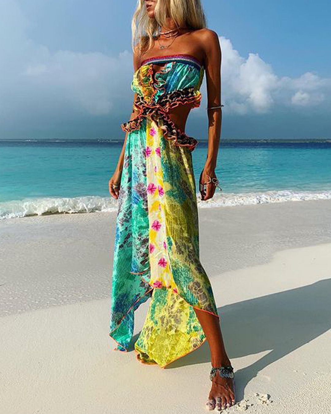 Bohemian Vacation Printed Dress 7c43