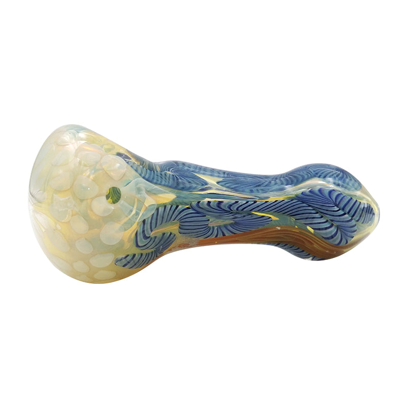 Inside-out Colored Stripes Spoon Pipe with Glass Marbles