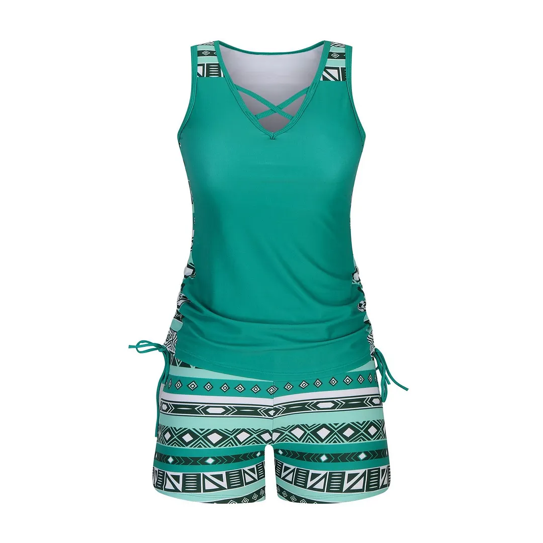 ⏰LAST DAY 60% OFF - Miraclesuit Women's Tummy Control Tankini Set with Built-In Bra &ndash; Flattering Boho Swimwear with Shorts🔥 Buy 2 Free Shipping
