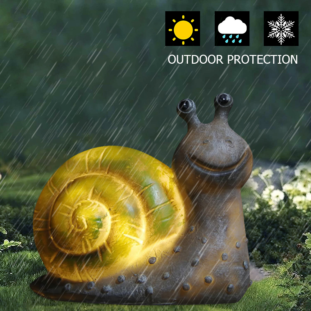 

LED Light Solar Snail Sculpture Resin Craft Yard Art Ornaments Garden Decor, 501 Original