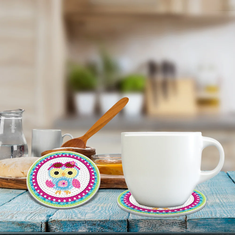 DIY Acrylic Diamond Coaster Set Animal Style (8 Piece Set 1 Rack)