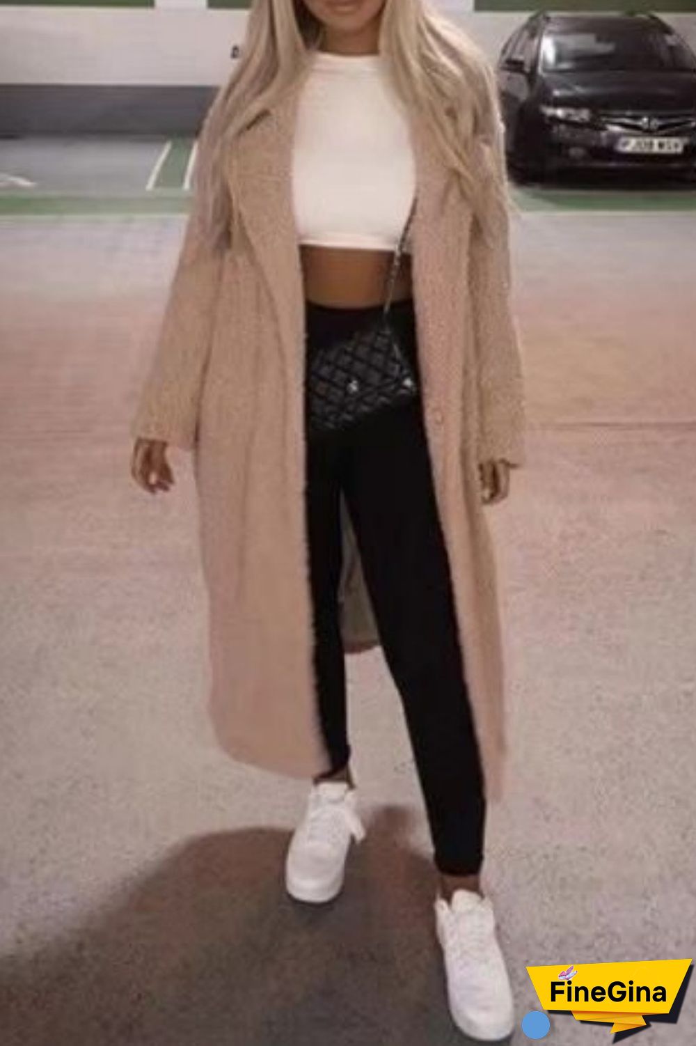 Black Casual Solid Cardigan Turndown Collar Outerwear