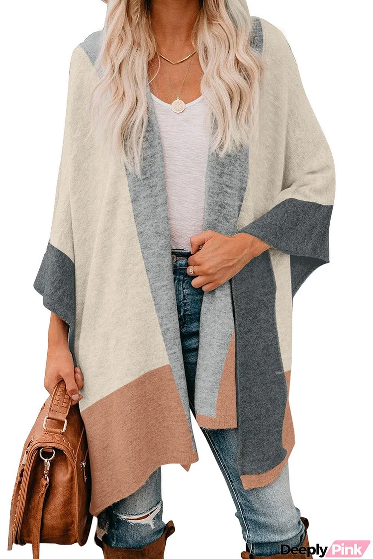 Multi Colorblock Knit Poncho