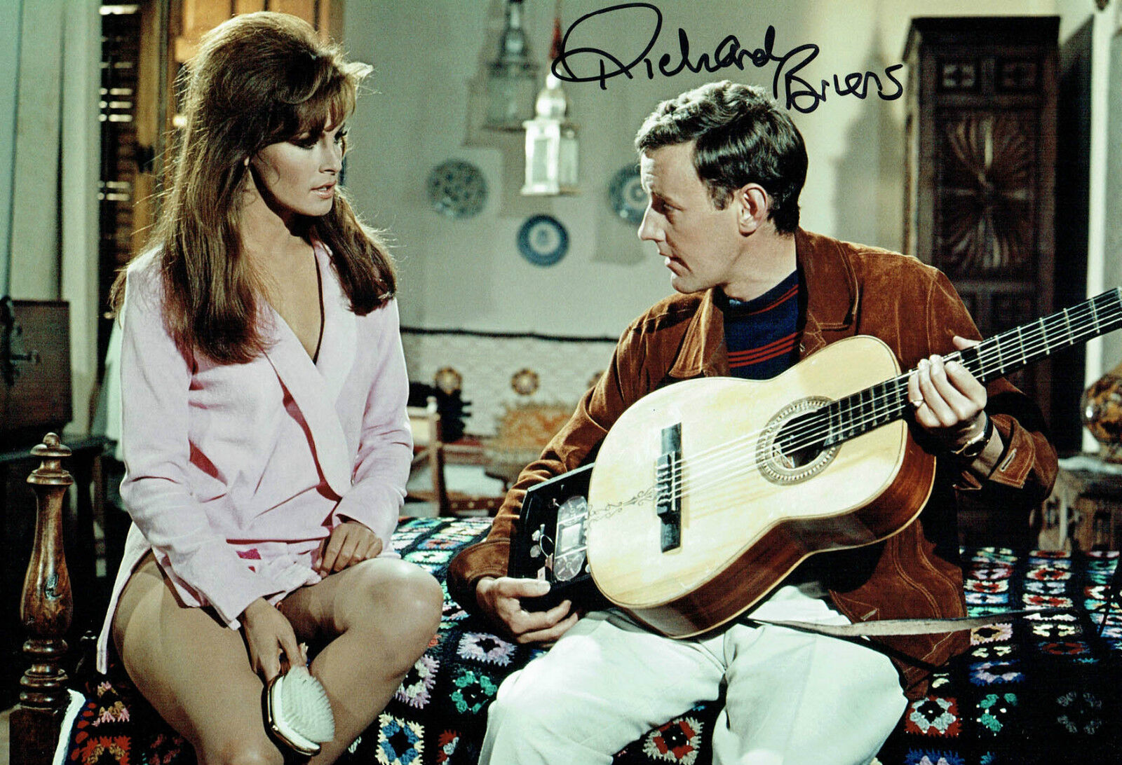 Richard BRIERS SIGNED Autograph 12x8 Photo Poster painting with Raquel WELCH AFTAL RD COA