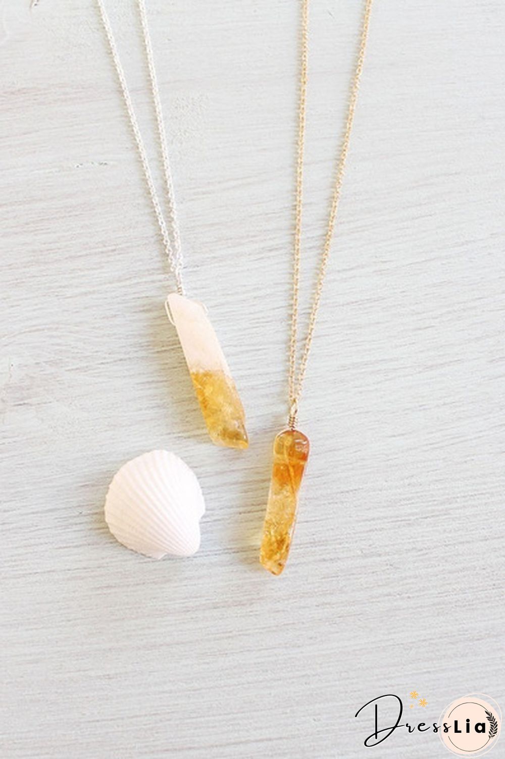 Point Necklace Polished Rectangle Citrine Necklace Natural Citrine Quartz Necklace Small Large Citrine Quartz Crystal Necklace