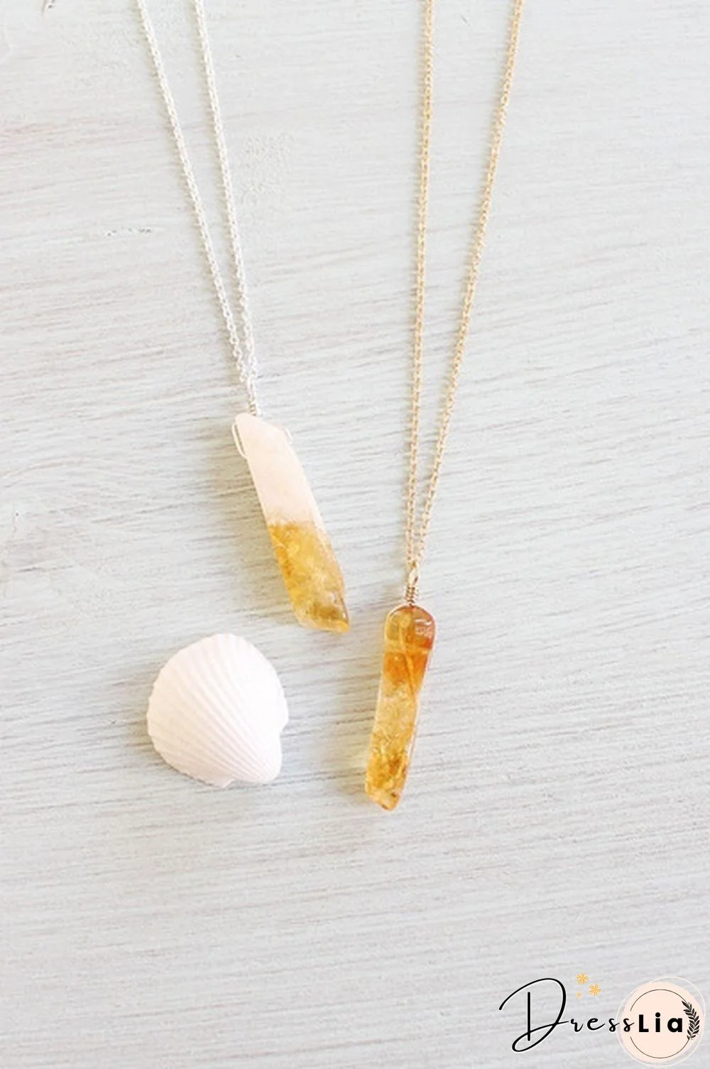 Point Necklace Polished Rectangle Citrine Necklace Natural Citrine Quartz Necklace Small Large Citrine Quartz Crystal Necklace
