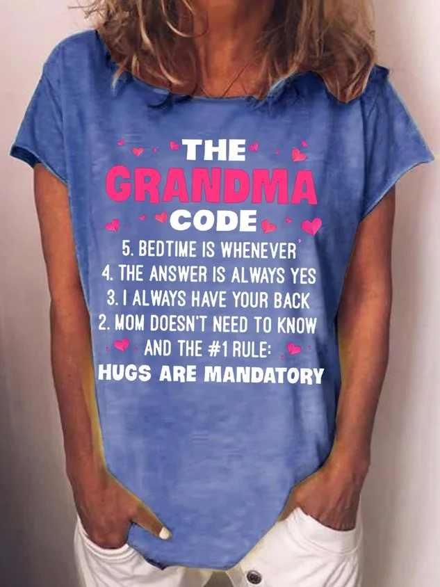 Women's The Grandma Code Letters Casual T-Shirt socialshop
