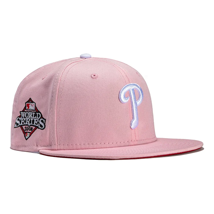 Exclusive New Era 59Fifty Strawberry Jam Philadelphia Phillies 2008 World Series Patch Hat- Pink QueenFunky