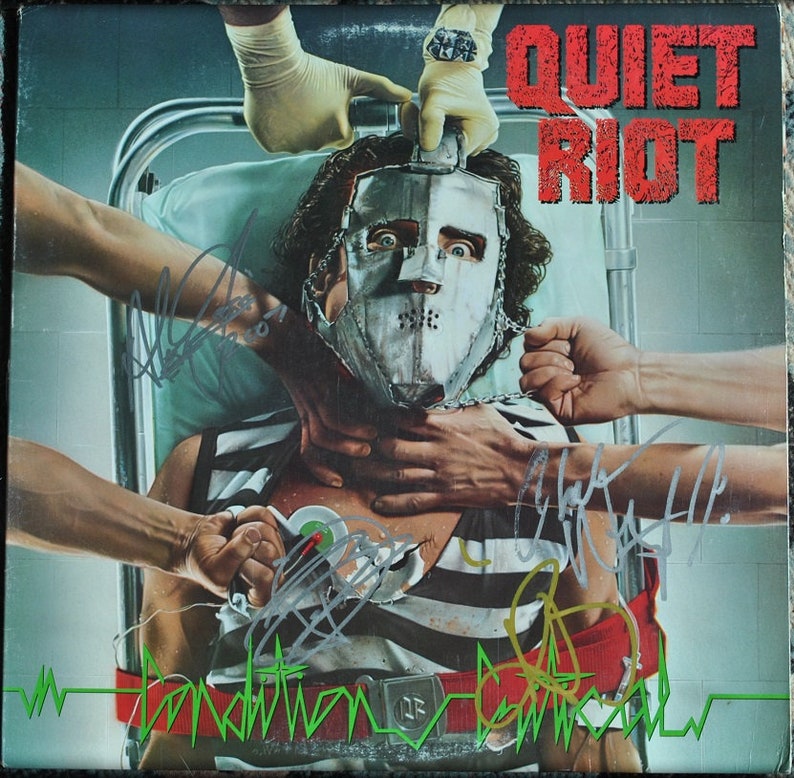 QUIET RIOT SIGNED Album X4 Condition Critical Alex Grossi, Frankie Banali, Kevin Dubrow, Chuck Wright wcoa