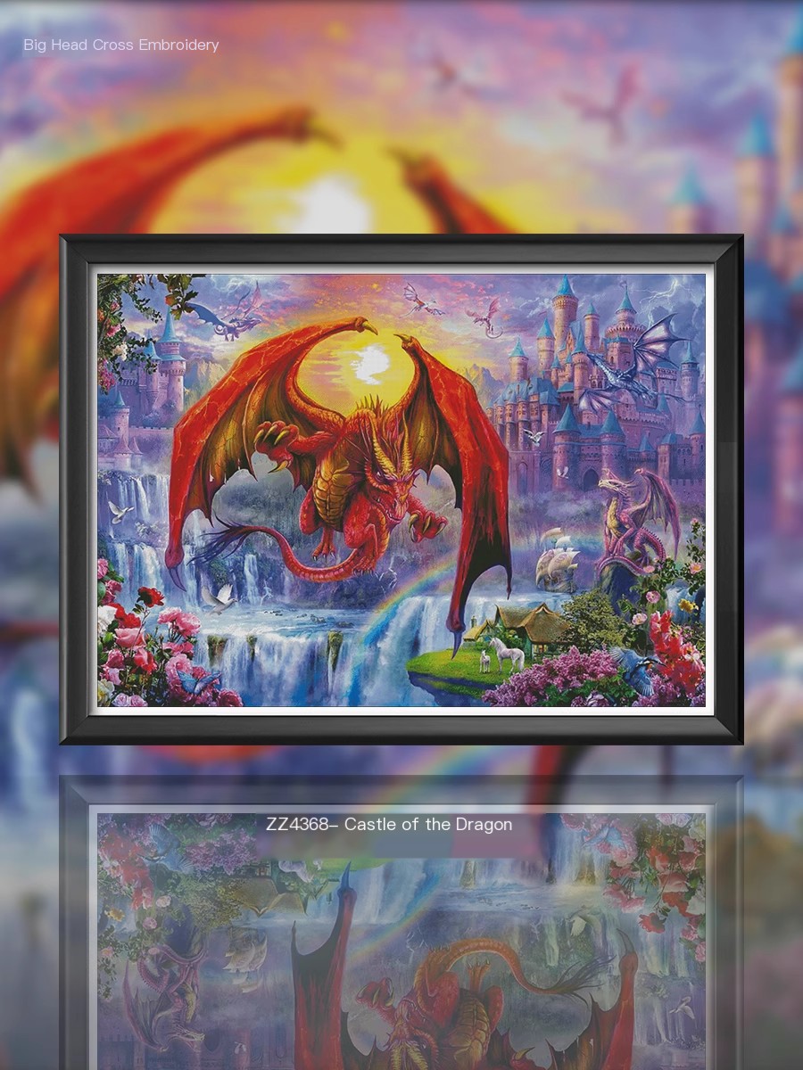 1set DIY Printed Cross Stitch Kit 【ZZ4368- Castle of the Dragon】printed (stamped) cross-stitch Painting Fairy Cross Stitch