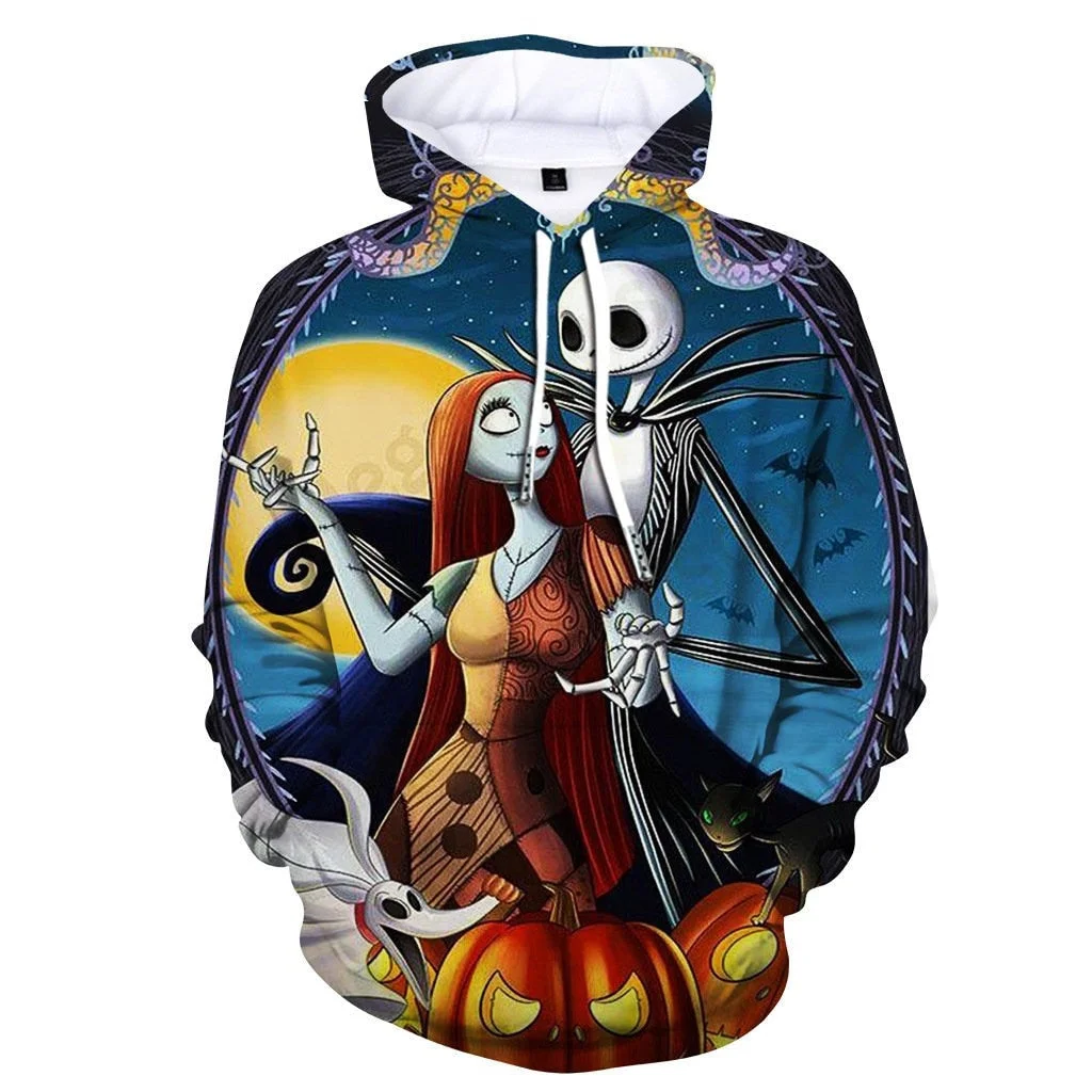Aonga Halloween 2022 Autumn New Halloween Christmas Night Horror 3D Printed Sweater Men's And Women's Casual Long-Sleeved Hoodie