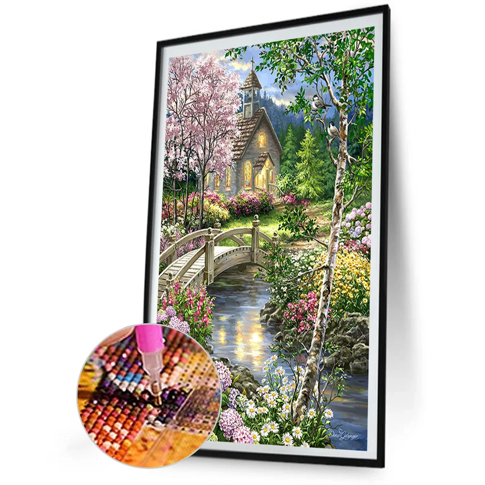 2pcs Diamond Painting - Full Round Drill - Village Castle(Canvas|40*60cm)