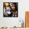 (40*40cm)Wolf Indian Girl - Full Round Drill Diamond Painting