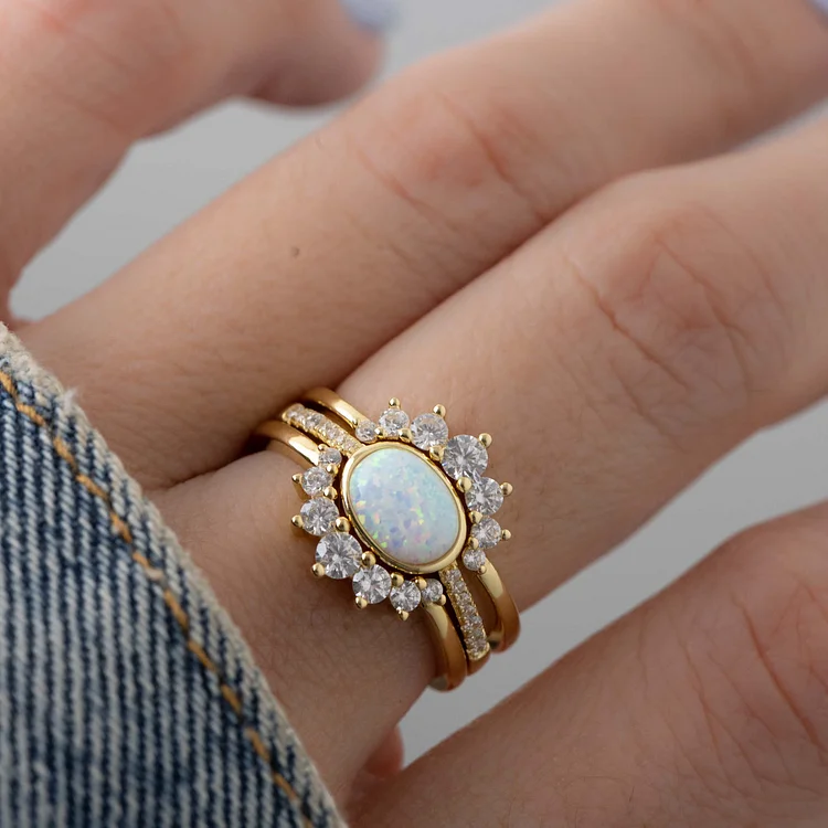 Olivenorma Opal Stacking Three Layer Ring Ring