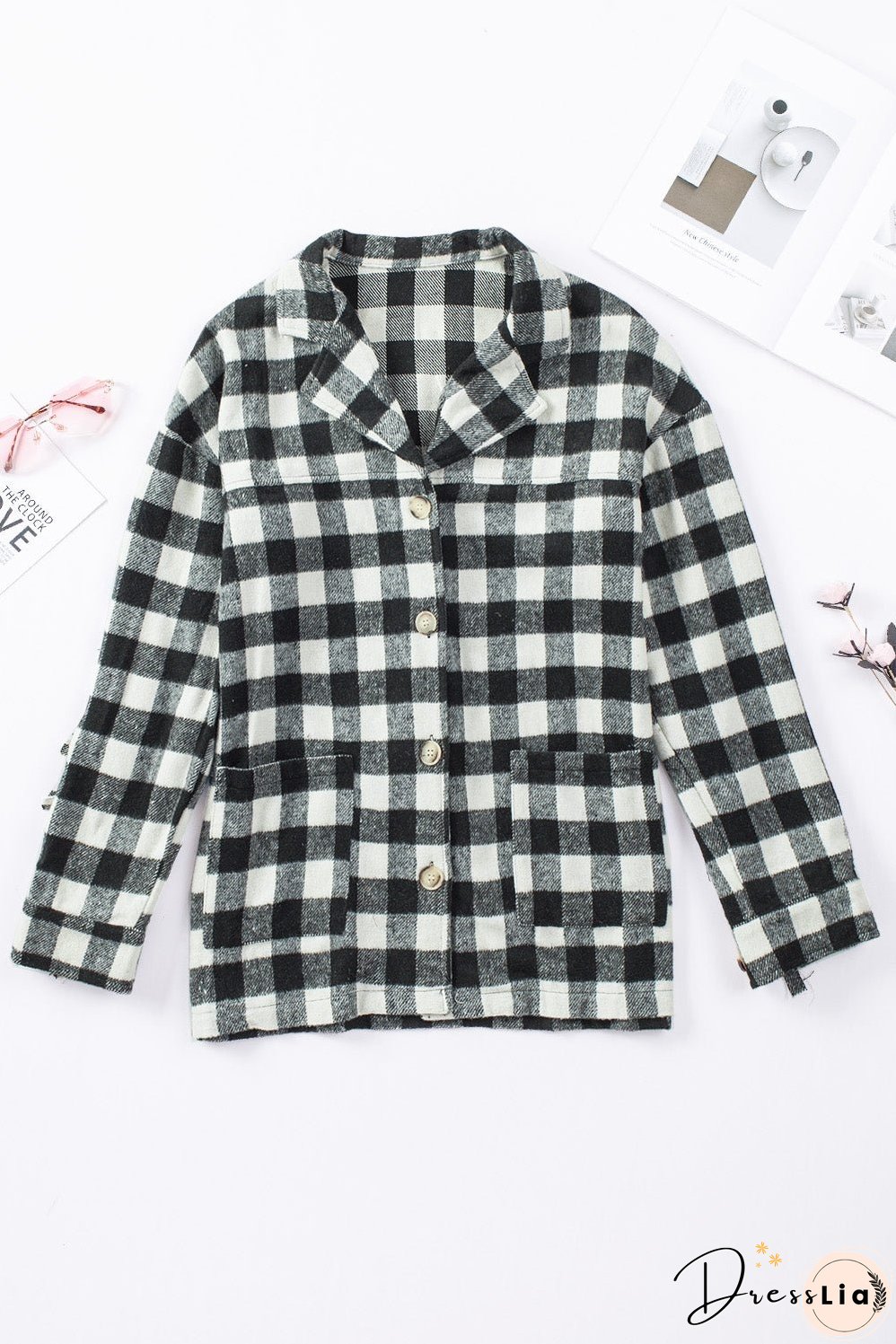 Fringed Plaid Print Shacket