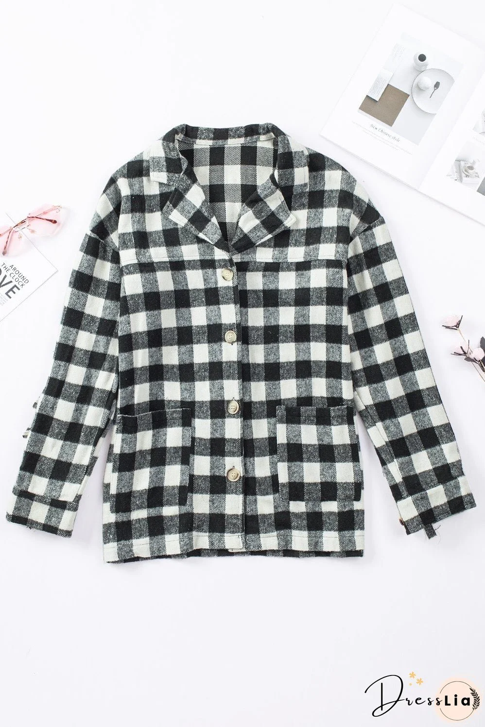 Fringed Plaid Print Shacket