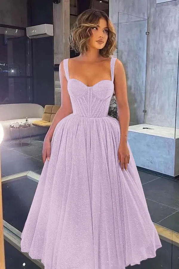 Elegant Sweetheart Tulle Sequins Prom Dress | Lulustina